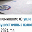 Напоминание об уплате имущественных налогов за 2024 год - Зианчуринский район